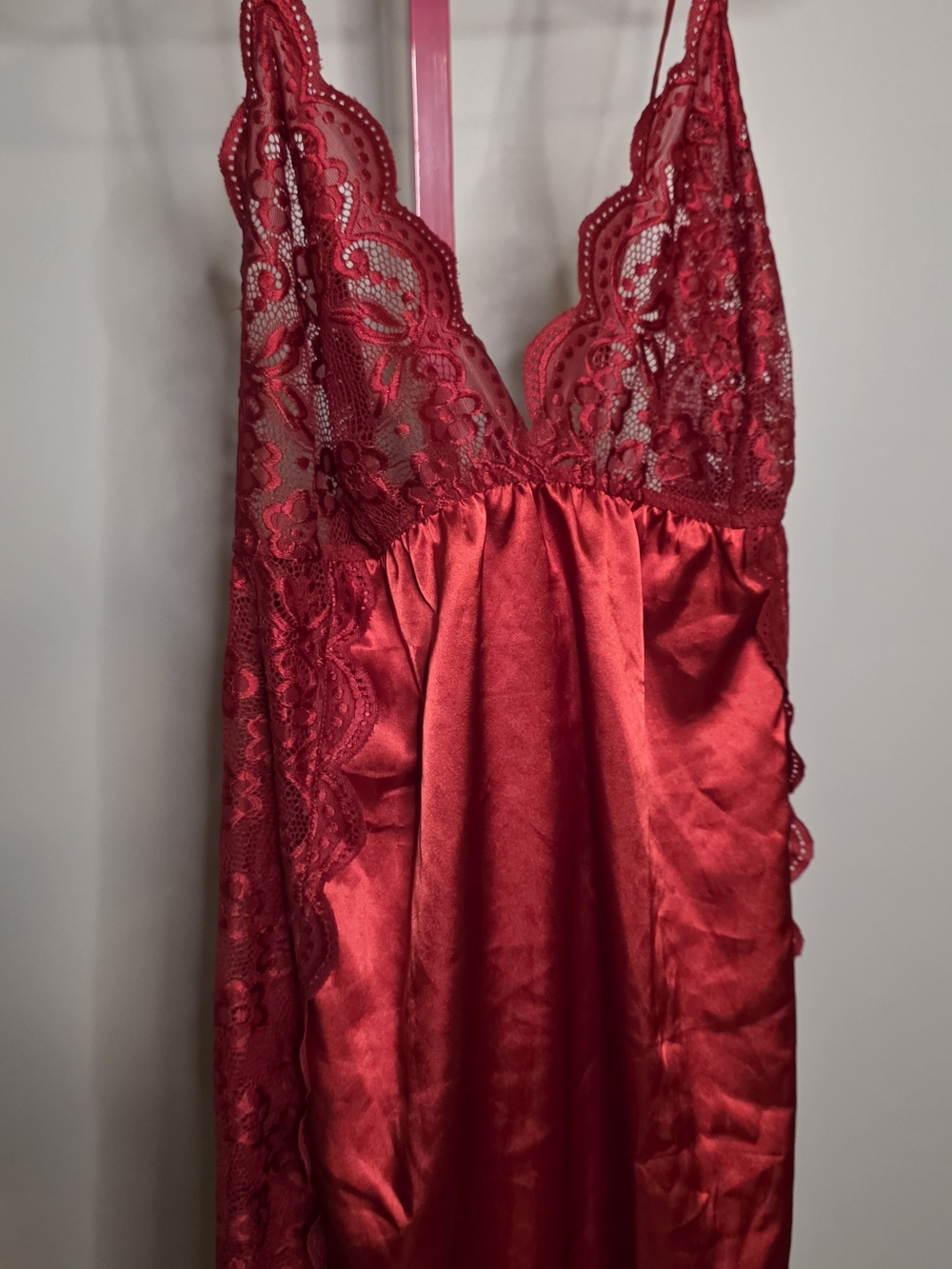 Luxe Red Satin & Lace Chemise